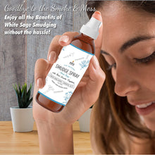 Load image into Gallery viewer, Smudge Spray for Cleansing Negative Energy and Purifying Home | Made with White Sage and Quartz Crystals | 3.5 Oz. Bottle (White Sage)
