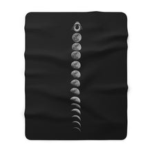 Load image into Gallery viewer, Moon Phase Sherpa Fleece Blanket
